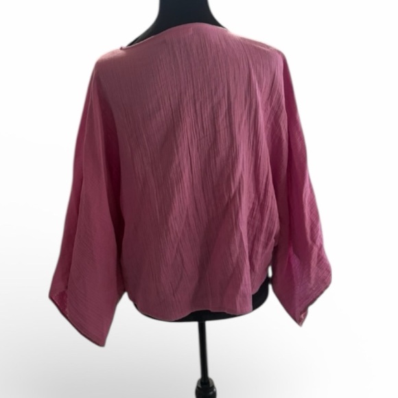 Free People Linen Twist Front Cropped Top in Orchid, Magenta OS - Picture 5 of 9
